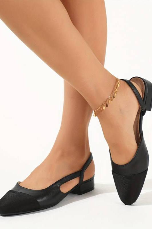 Elegante Damen-Slingbacks Beige Schwarz Klassisch