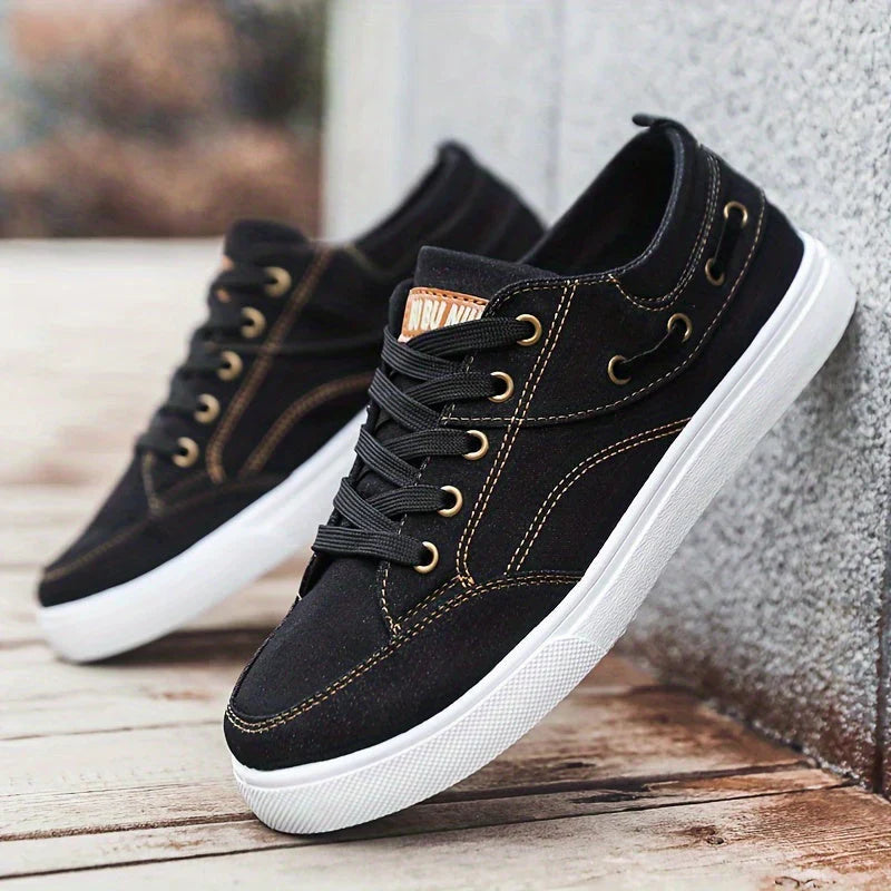 Skate-Schuhe Herren Segeltuch Sneaker Mode Schwarz