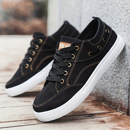 Skate-Schuhe Herren Segeltuch Sneaker Mode Schwarz
