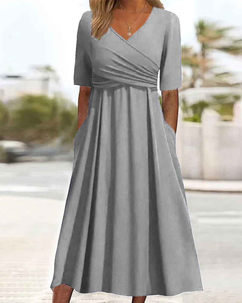 Moderne Frauen Midikleid Crossover Schnitt
