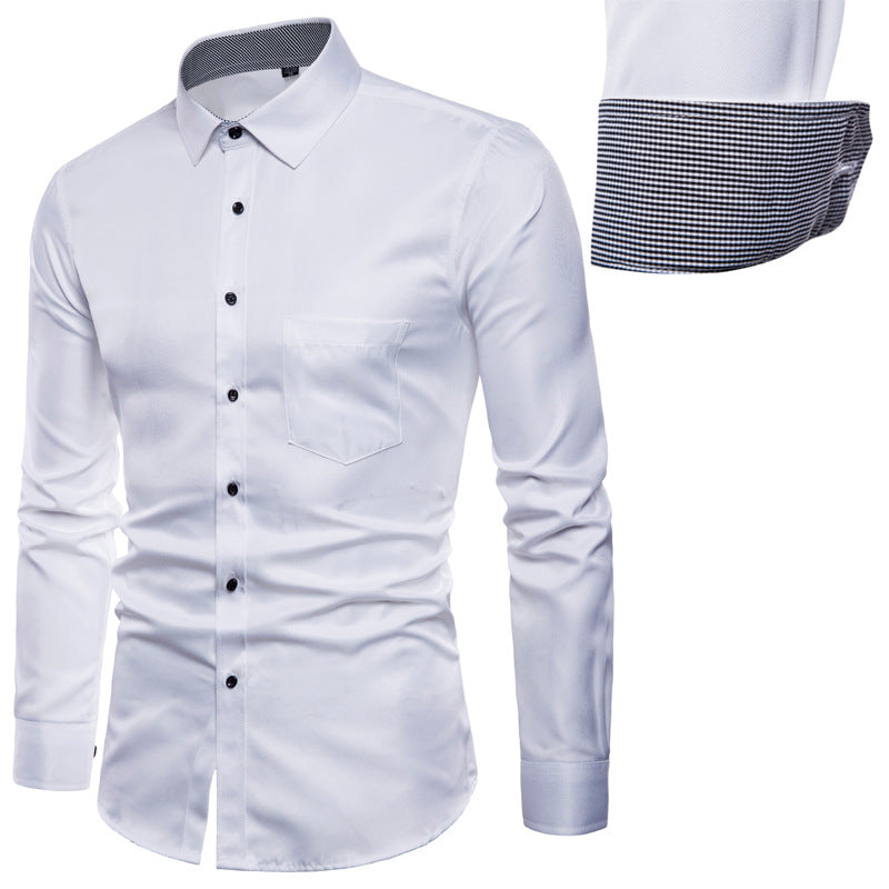 Herren Langarmhemd Slim Fit Satin Modern Schwarz - BerlinGlamour