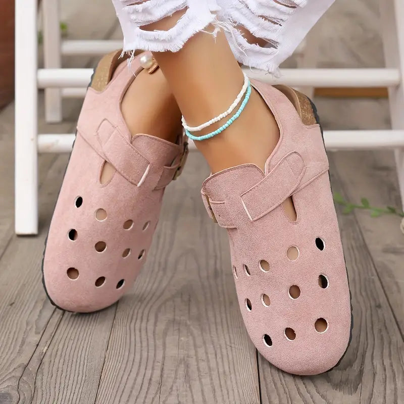 Retro Clogs mit Schnallenriemen Geschlossene Spitze