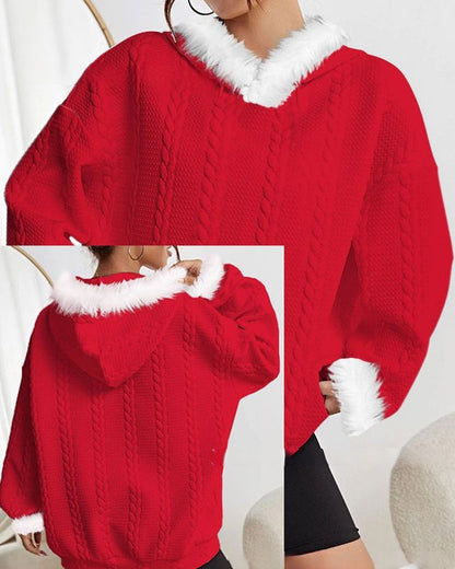 Weihnachtspullover mit Kapuze von BerlinGlamour in lässiger Passform