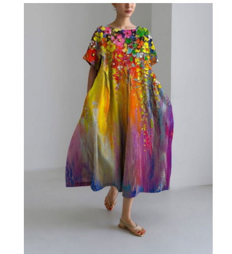Baumwoll-Look Kleid mit 3D-Druck von BerlinGlamour