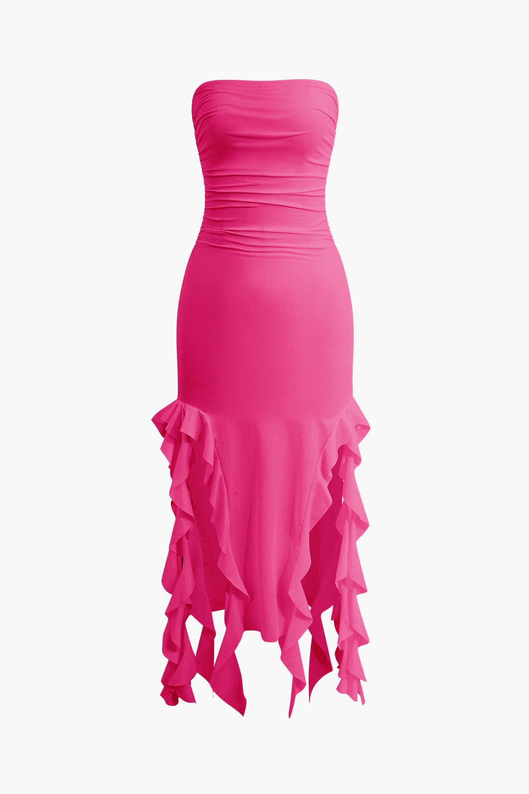 Elegantes Maxikleid mit Volant und Rüschen