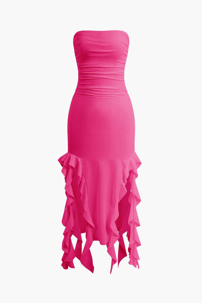 Elegantes Maxikleid mit Volant und Rüschen