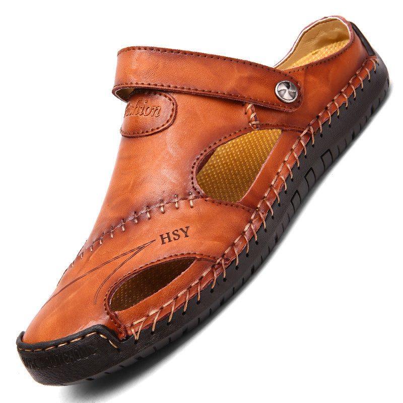 Herren Leder Sandalen Offen mit verstellbarem Riemen Komfort