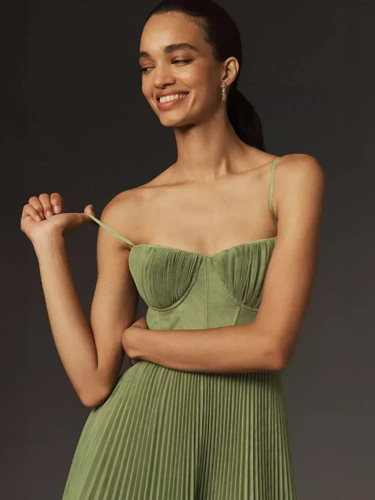Midi-Kleid Damen Korsett Faltenrock Elegant
