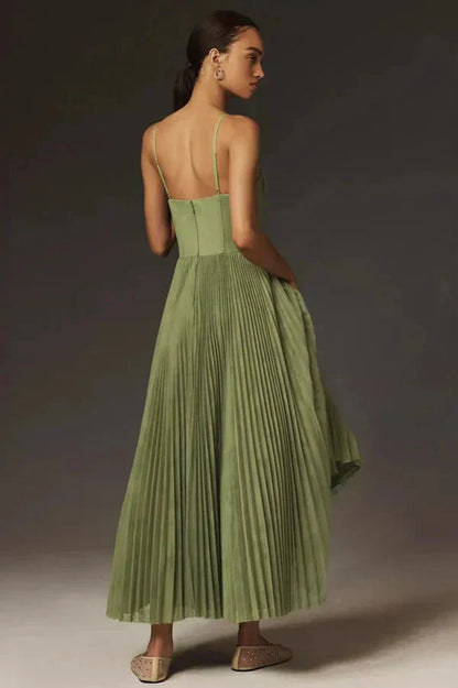 Damen Maxi Kleid Lang Faltenrock Elegant