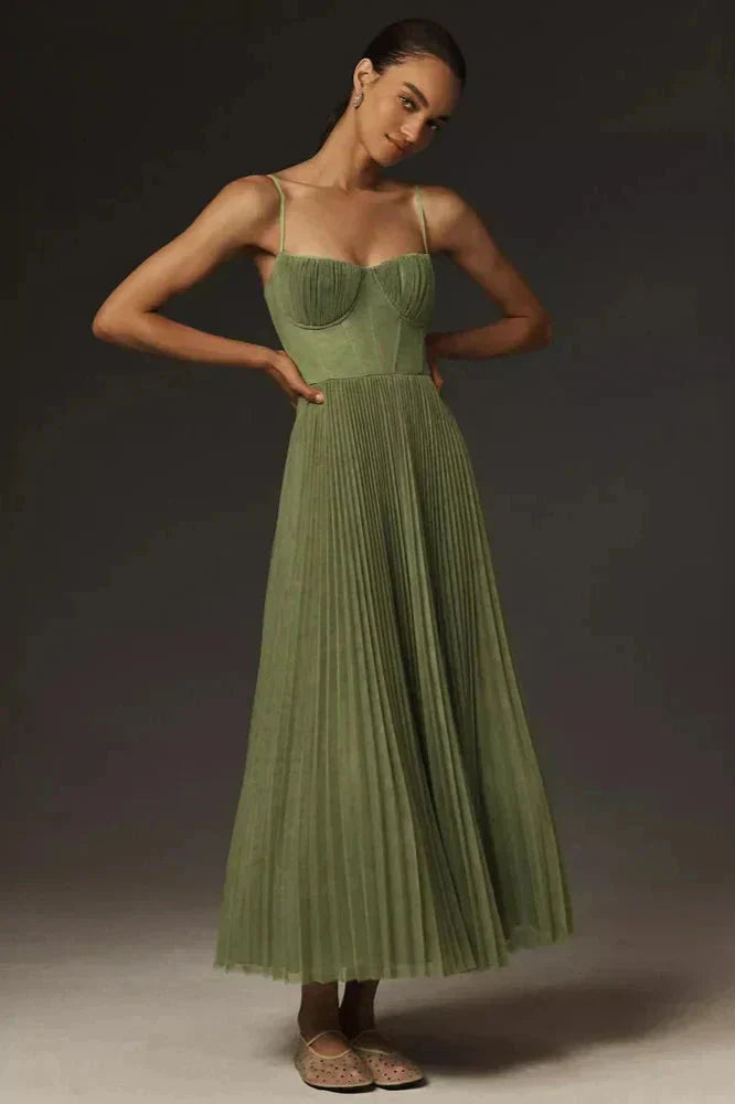 Damen Maxi Kleid Lang Faltenrock Elegant - BerlinGlamour