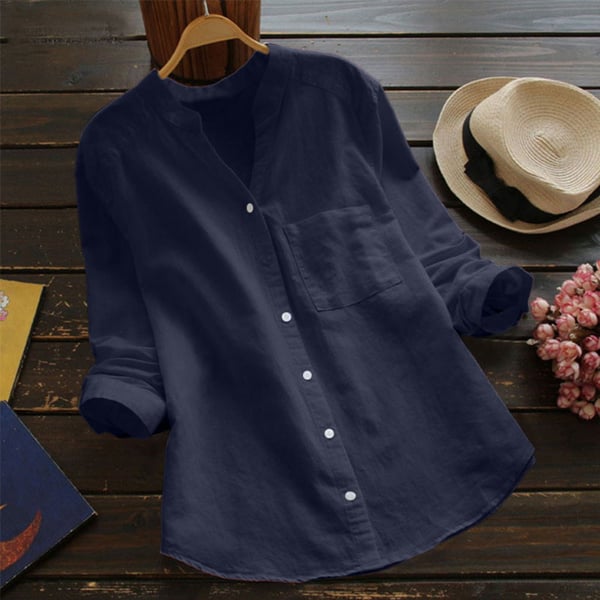 Elegante Langarm Leinenbluse Damen Stilvoll