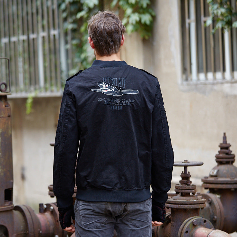 Herren Bomberjacke Modern mit Patches Schwarz - BerlinGlamour