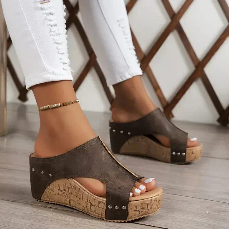 Orthopädische Sandalen Damen Stilvoll Keilabsatz