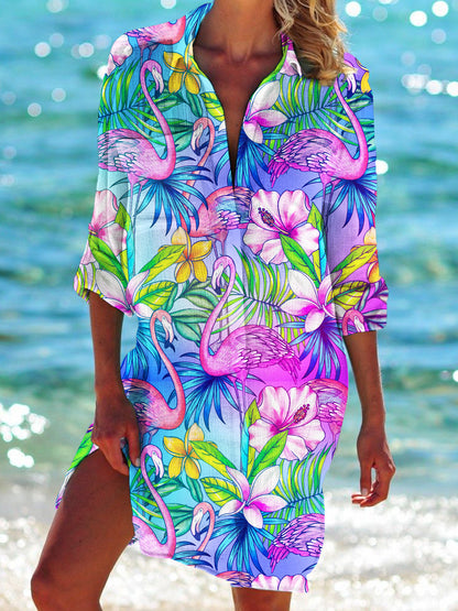 Strandkleid, Strickjacke, Badeanzug, Damenmode, BerlinGlamour Print-Hemd für den Urlaub