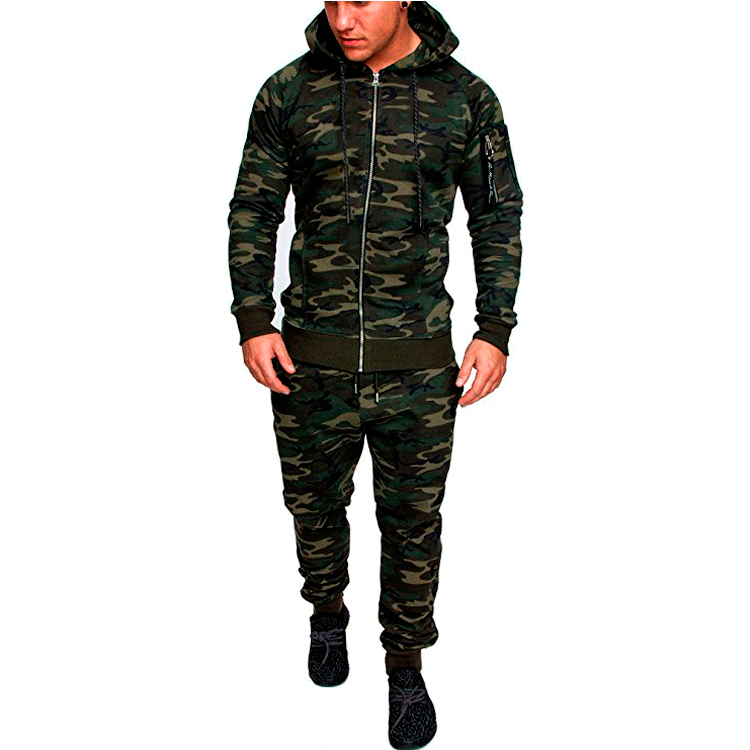 Herren Trainingsanzug Camouflage Sportlich Modern