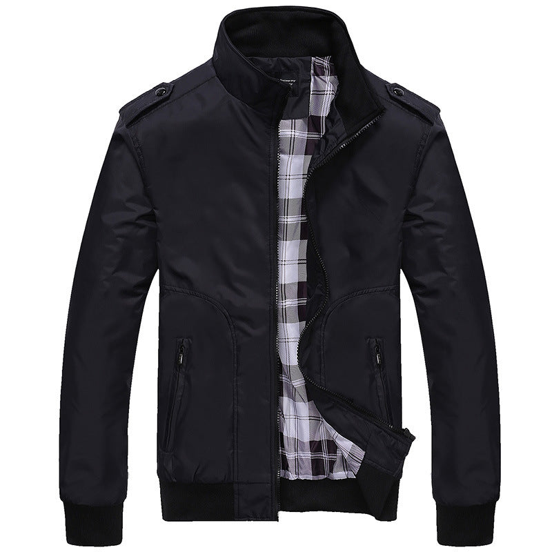 Herren Übergangsjacke Modern mit Reißverschlusstaschen Schwarz