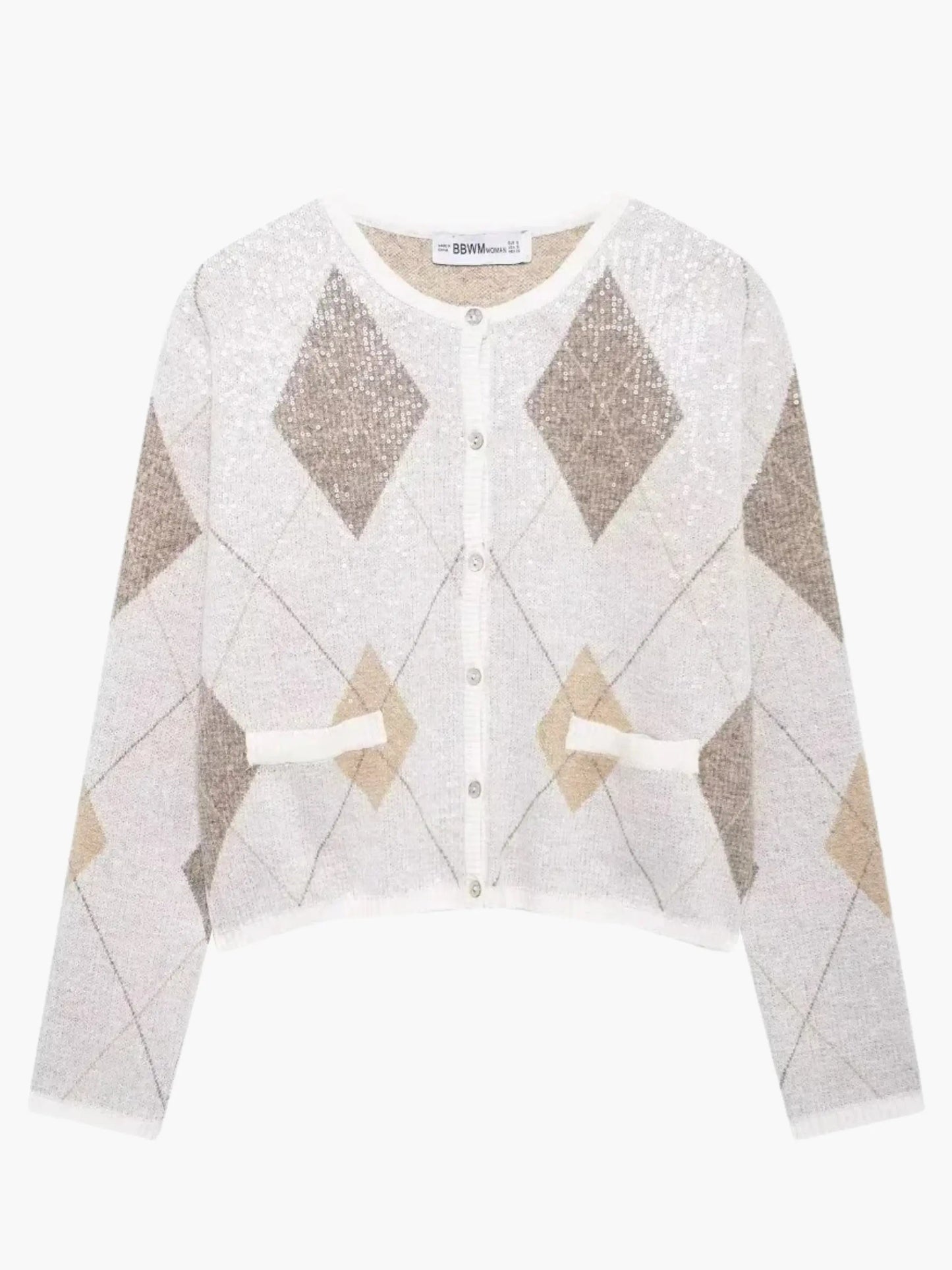 Strickjacke Argyle Muster Damen Pullover - BerlinGlamour