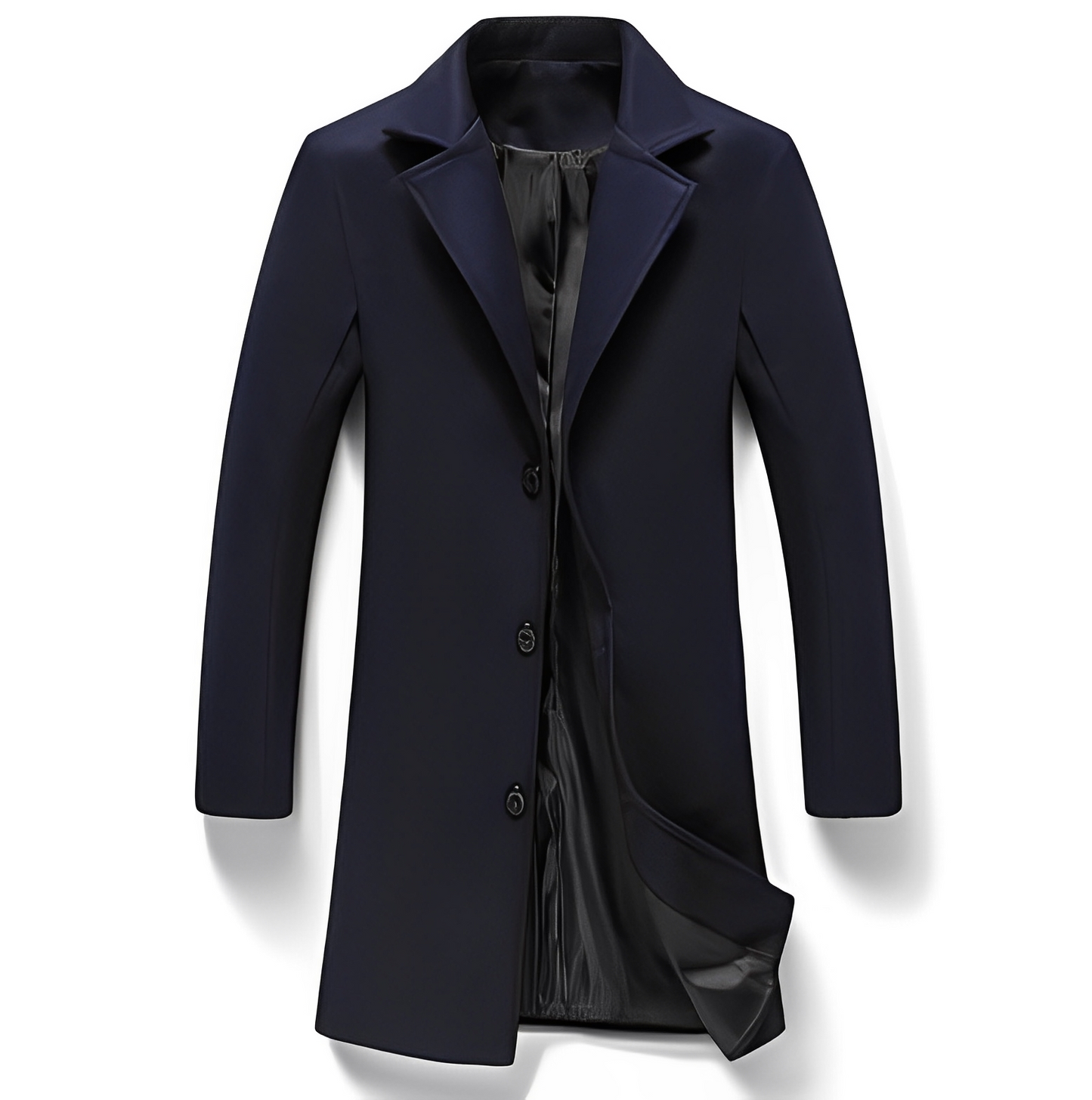 Eleganter Männer Wollmantel Formal Schwarz