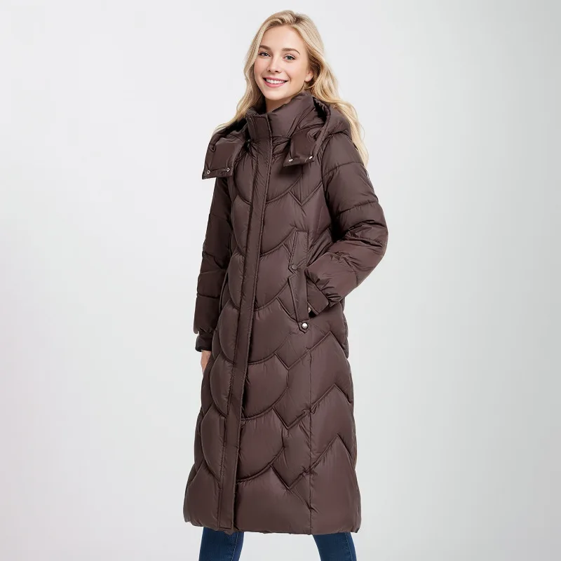Langer Daunenmantel Steppjacke Winterwarm