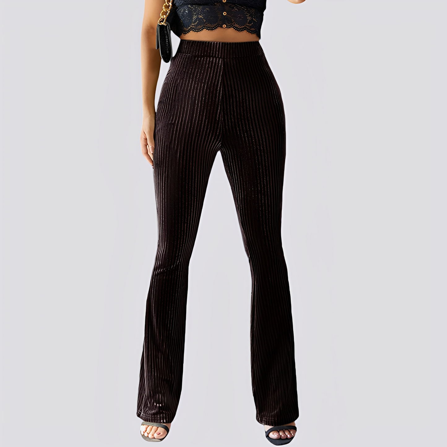 Cordhose Damen Lässig Bequem Schwarz