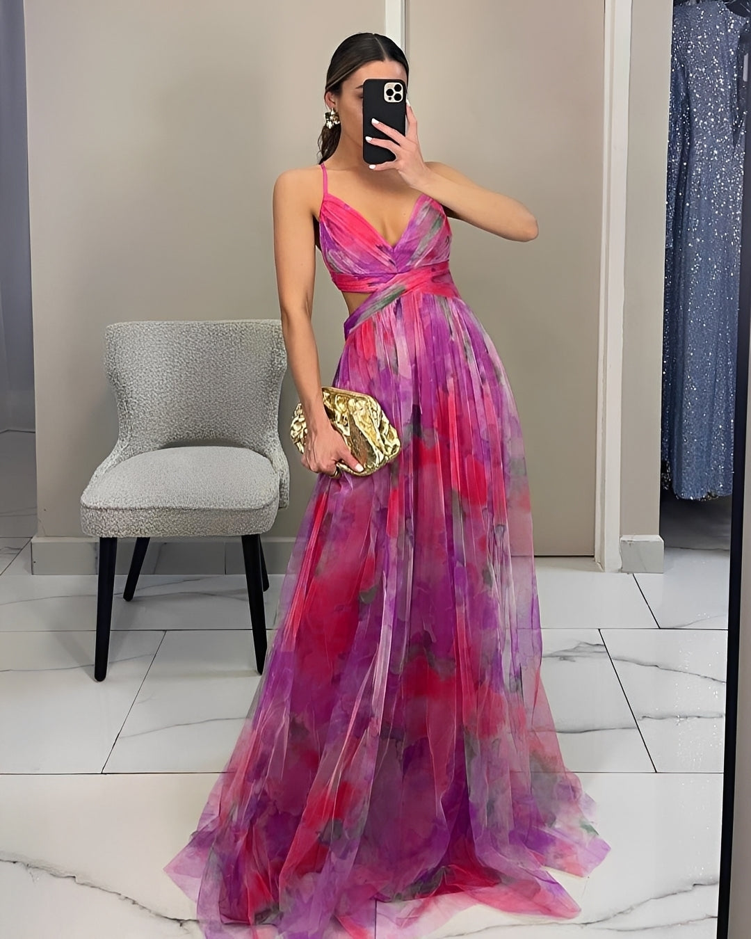 Langes Maxikleid Damen Elegant Schwarz