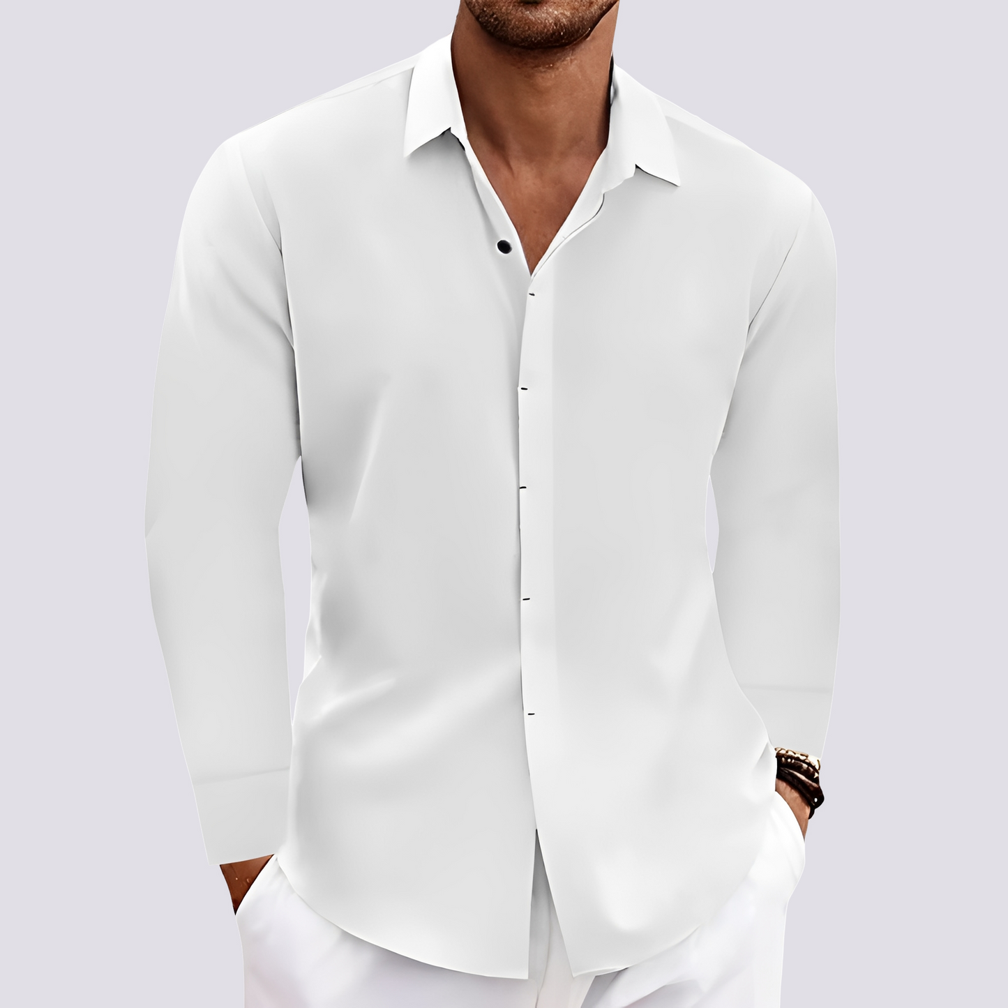 Herren Langarmhemd Lässig Leger Modern