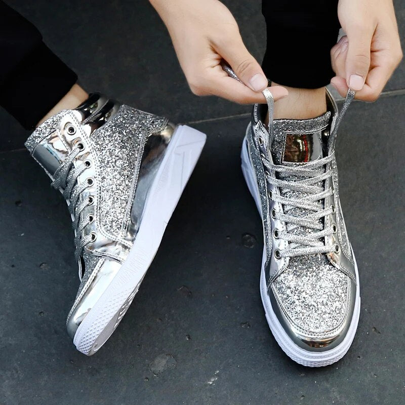 Herren Basket Schuhe Glänzend Metallic Effekt