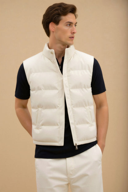 Herren Steppweste Leicht Cremeweiß Modern