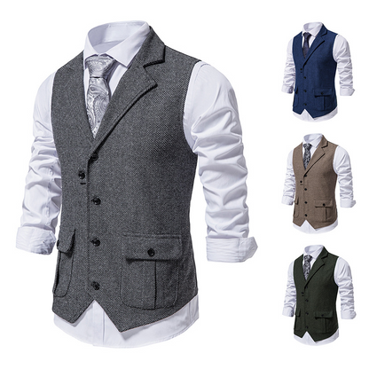 Herren Weste Elegant mit Seitentaschen Baumwolle