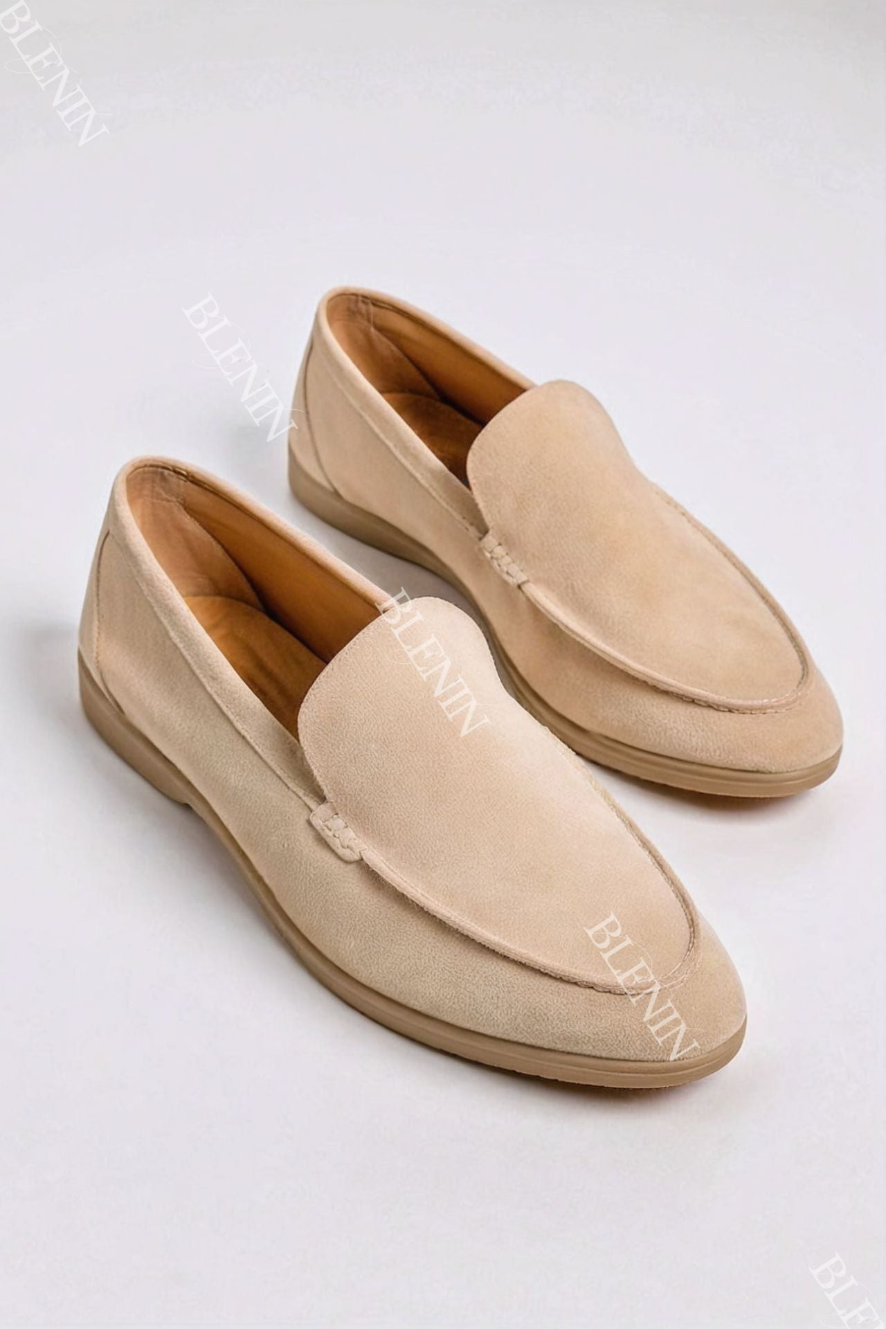 Bequeme Loafer Schuhe Beige Elegante Damenschuhe