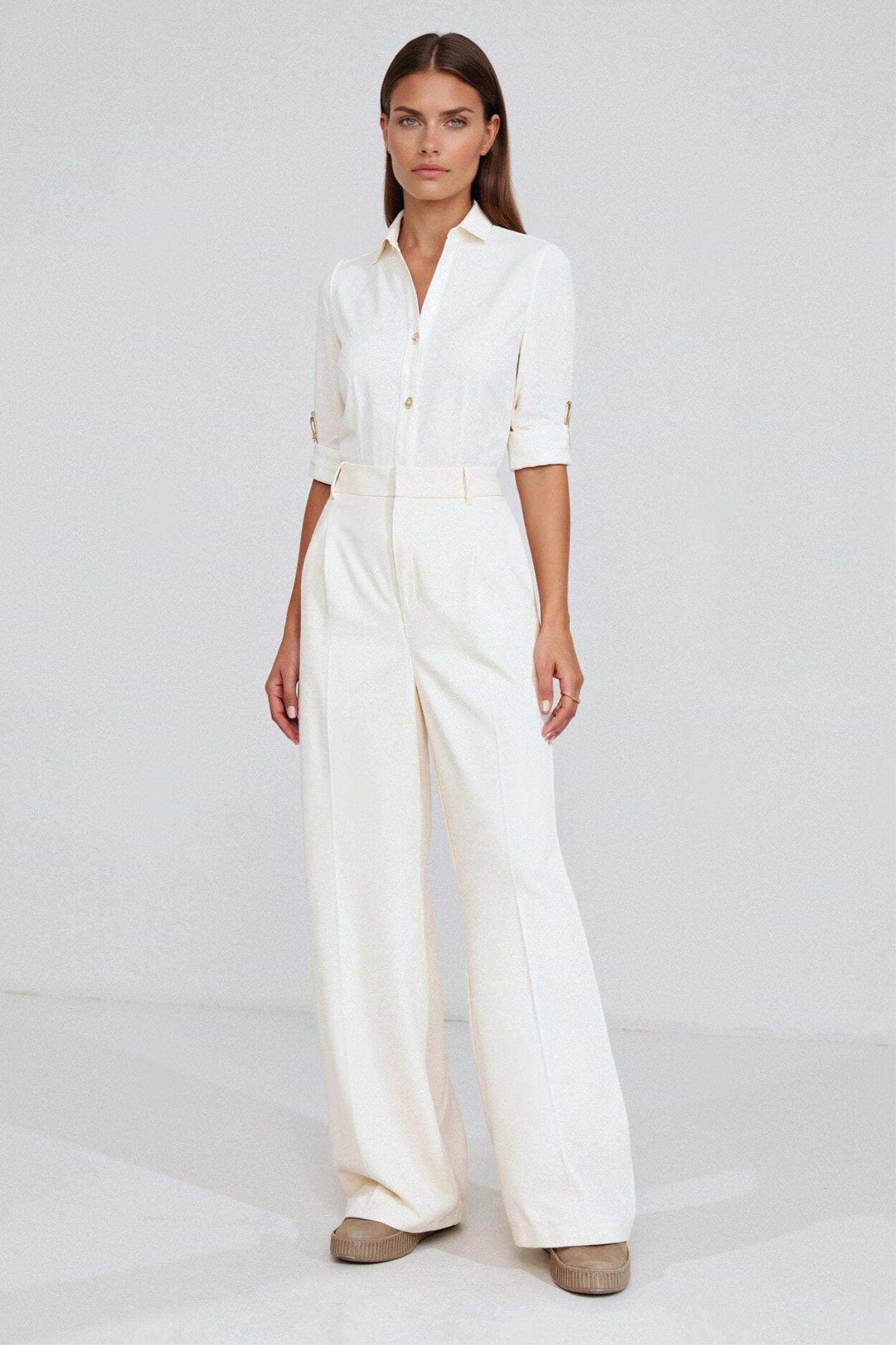 Elegante Damen Hose Weit Bequem mit Bundfalten