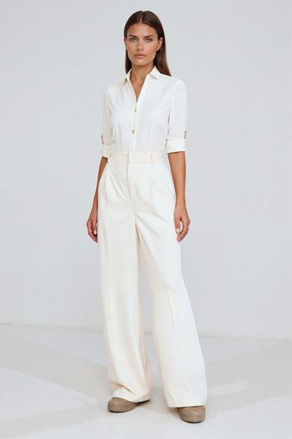 Elegante Damen Hose Weit Bequem mit Bundfalten