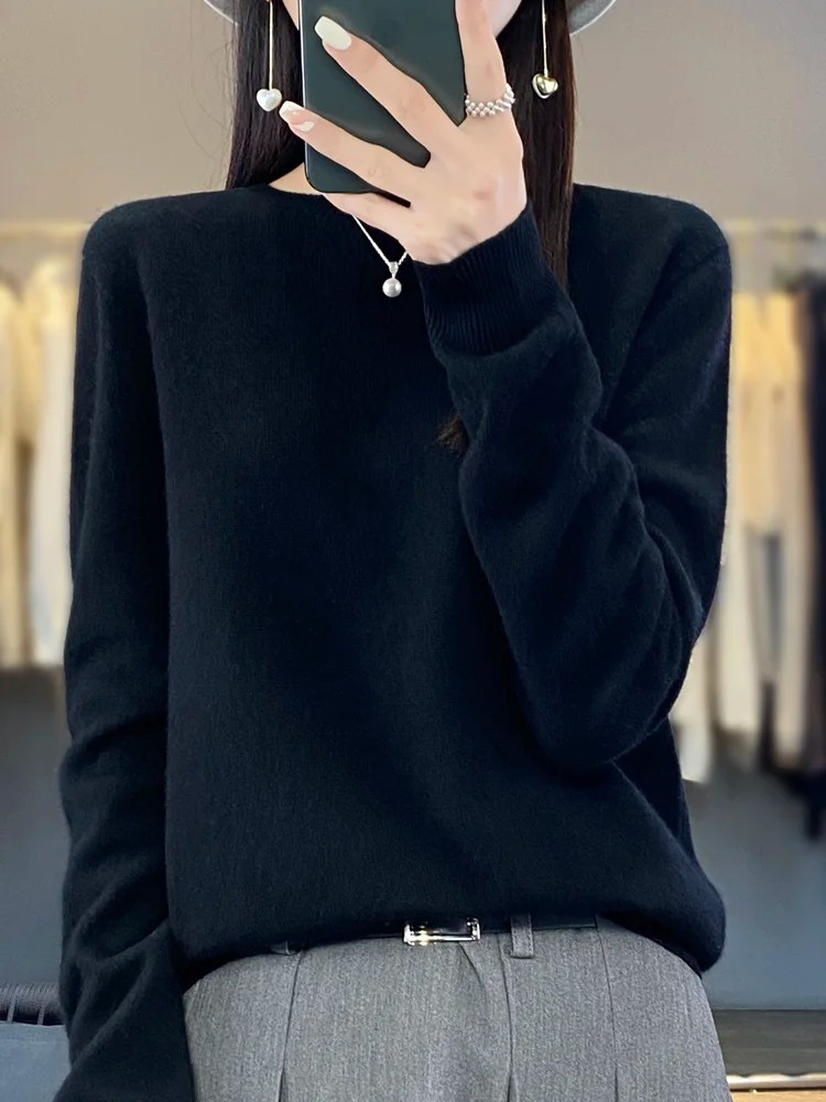 Damen Pullover Rundhals Weich und Elegant