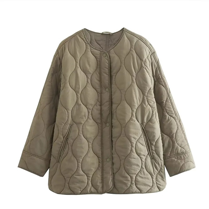 Gepolstertes Herrenjacket Rundhals Knöpfe Warm Winter