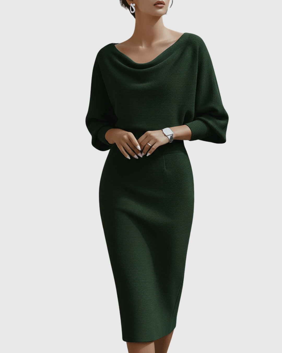 Elegantes Midi Kleid mit Drapierung Damenkleid