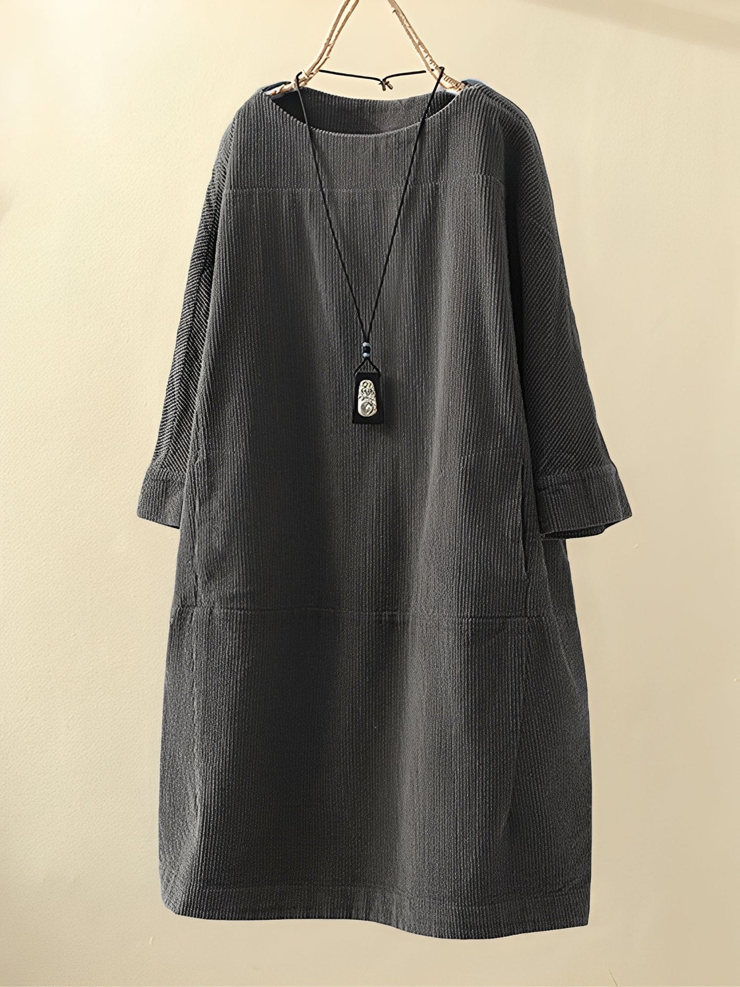 Cordkleid Damen A-Linie Lockeres Sommerkleid