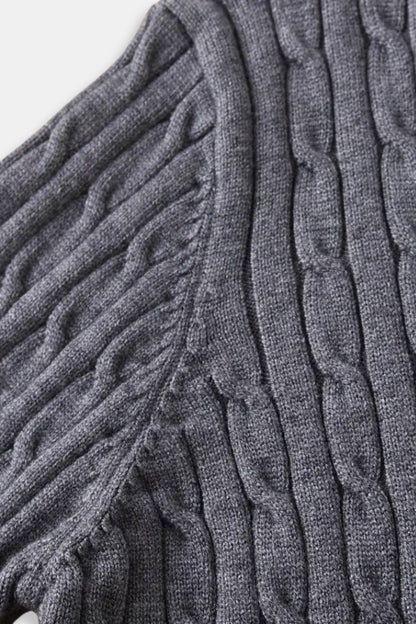 Strickpullover Zopfmuster mit Reißverschluss Damengröße