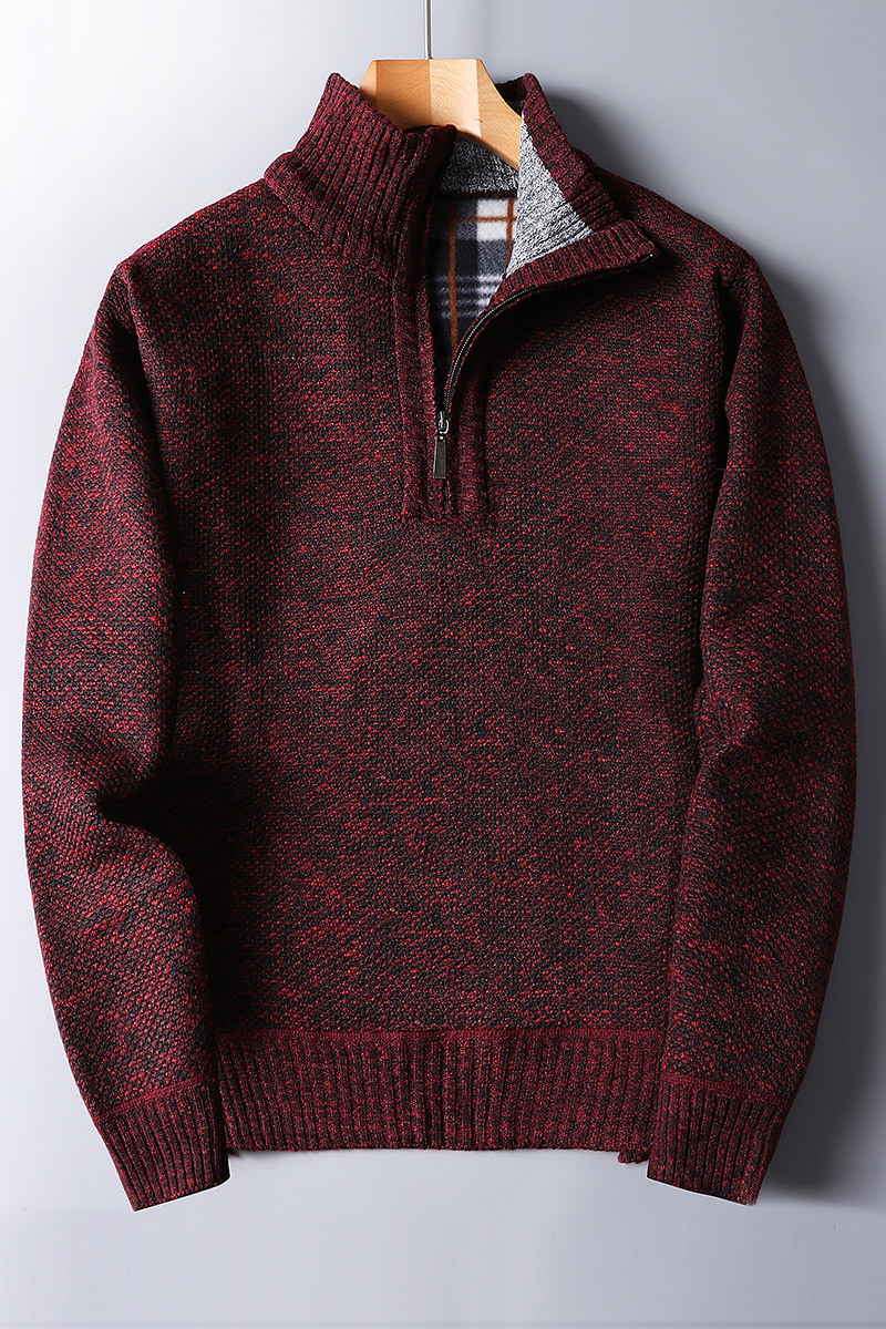 Herren Strickpullover Reißverschluss Warm Bequem