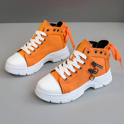 Damen Sneaker High-Top Jeansblau Reißverschluss Schuhe