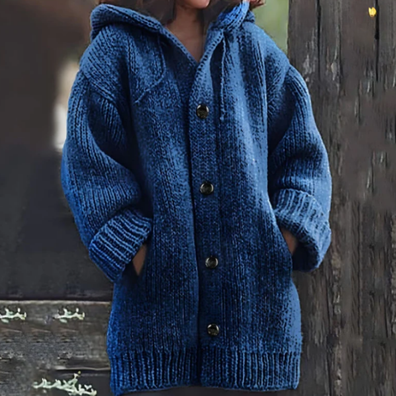 Große Strickjacke Oversized mit Kapuze Warm
