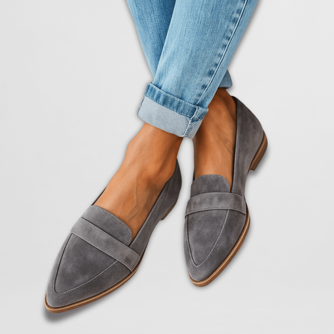 Damen Loafer Schuhe Wildleder Beige Frühling