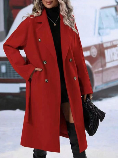 Damen Trenchcoat Klassisch Doppelknopf Verschluss Elegent