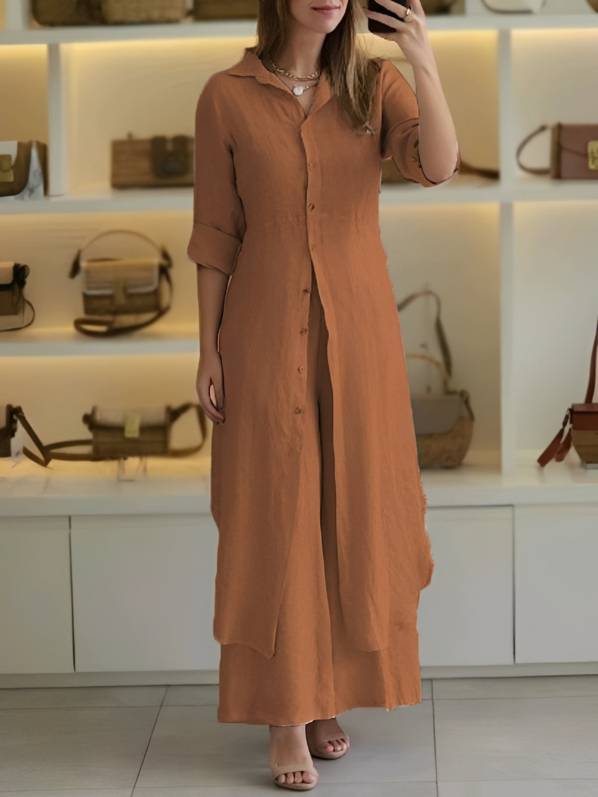 Damenhemd Set Langärmelig Elegantes Zweiteiler