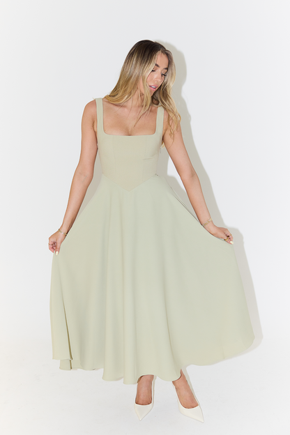 Elegantes Maxikleid A-Linie Schwarz Weiß Mintgrün Lang