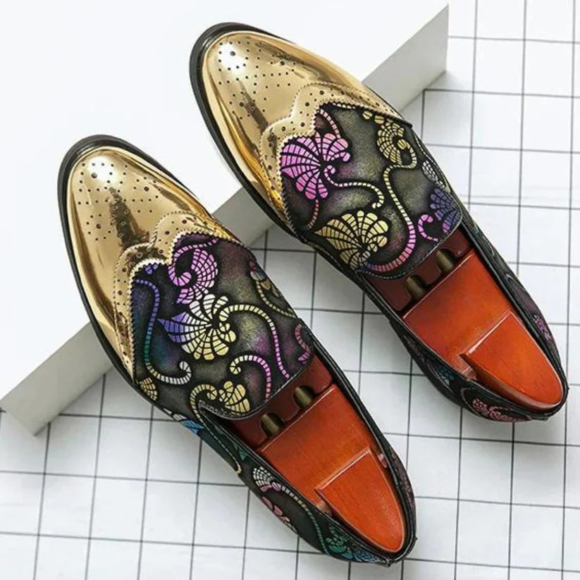 Herren Loafer Spitzenmuster schwarz Elegant