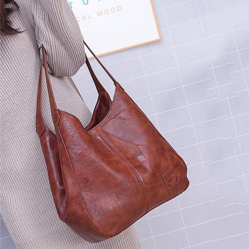Ledertasche Damen Retro Style Groß