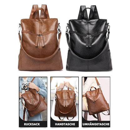 Großer Leder Rucksack Kapazitiv Modern