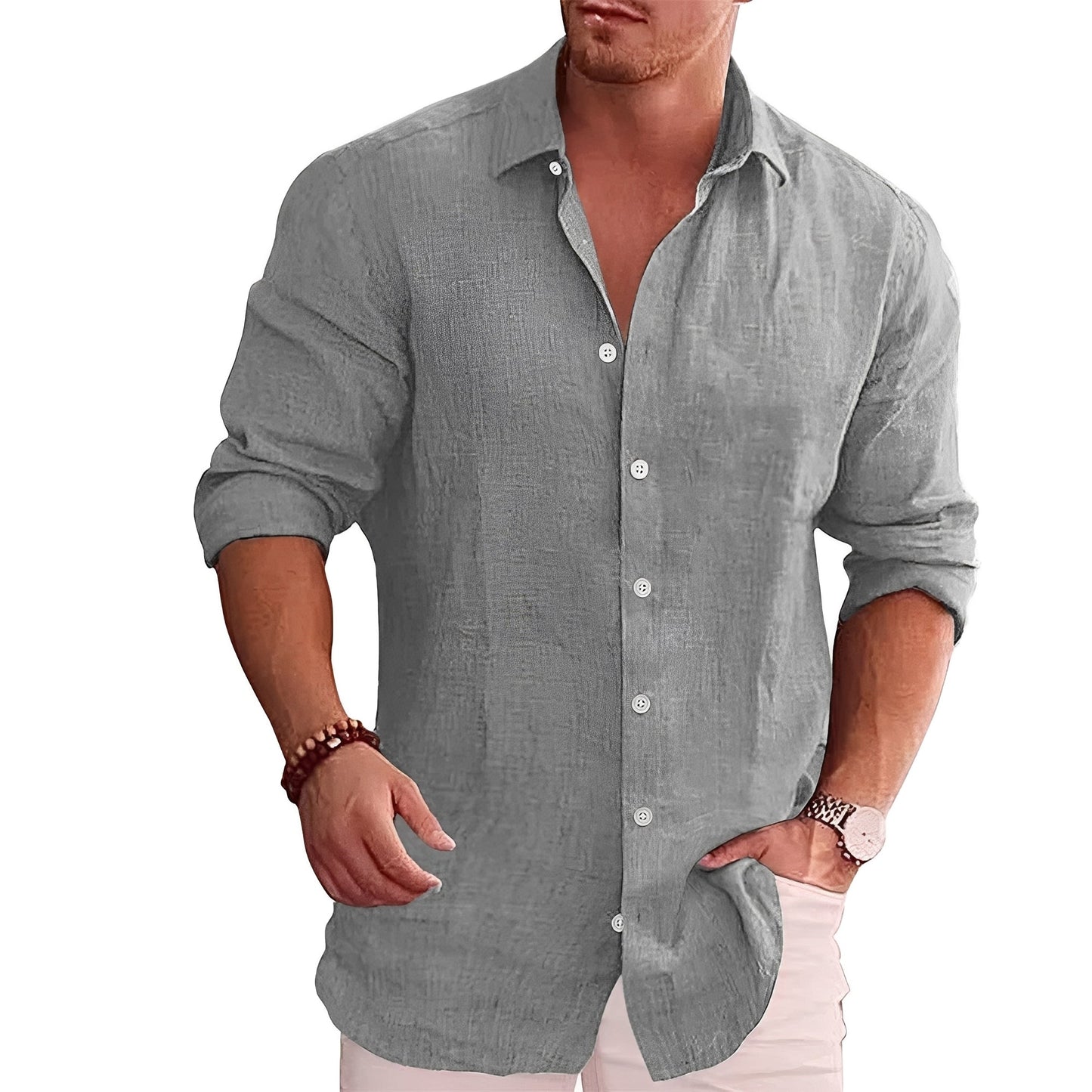 Herren Hemd Langarm Slim Fit Modern Lässig