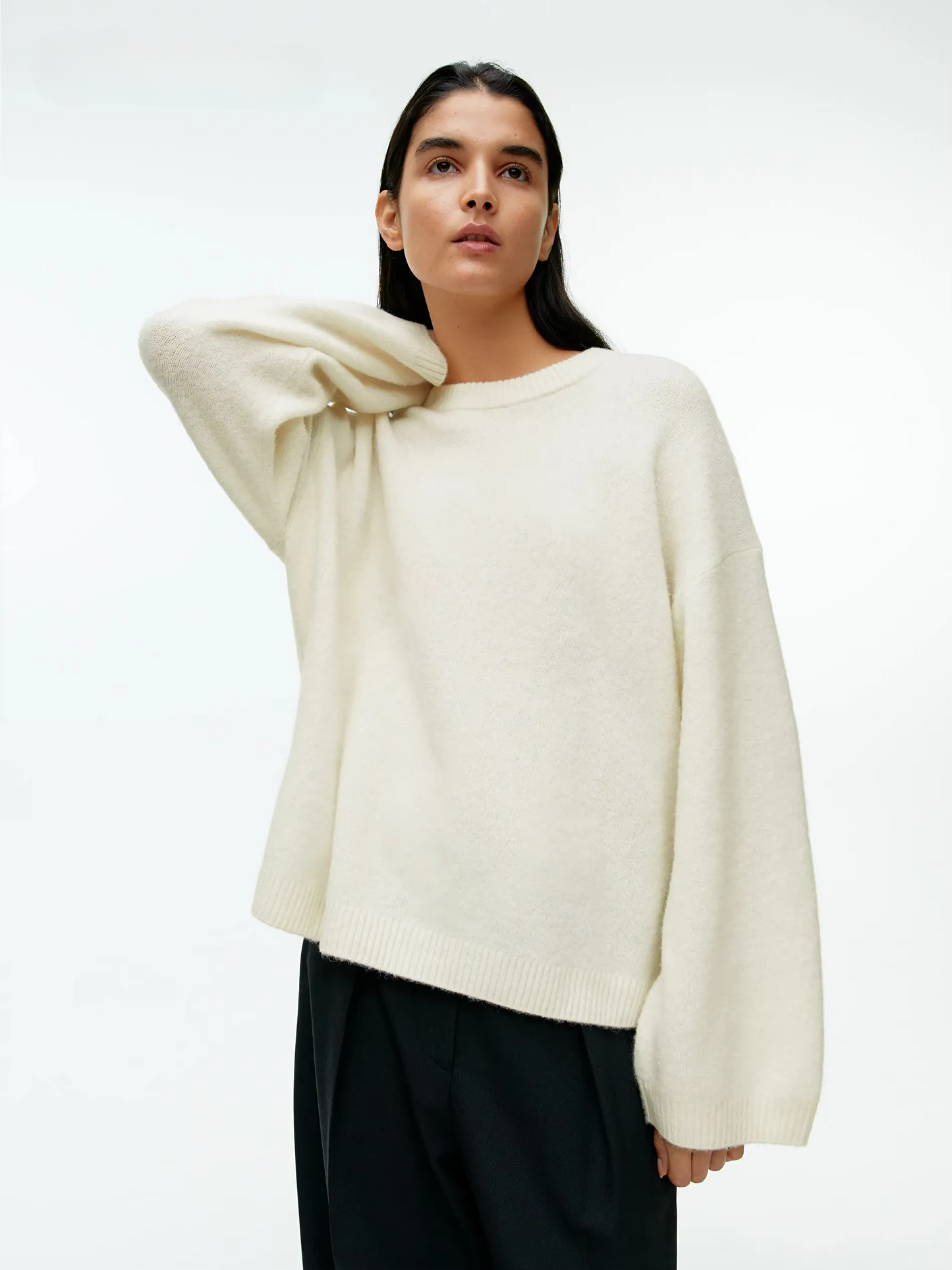 PureEase Sweater Damen creme locker geschnitten
