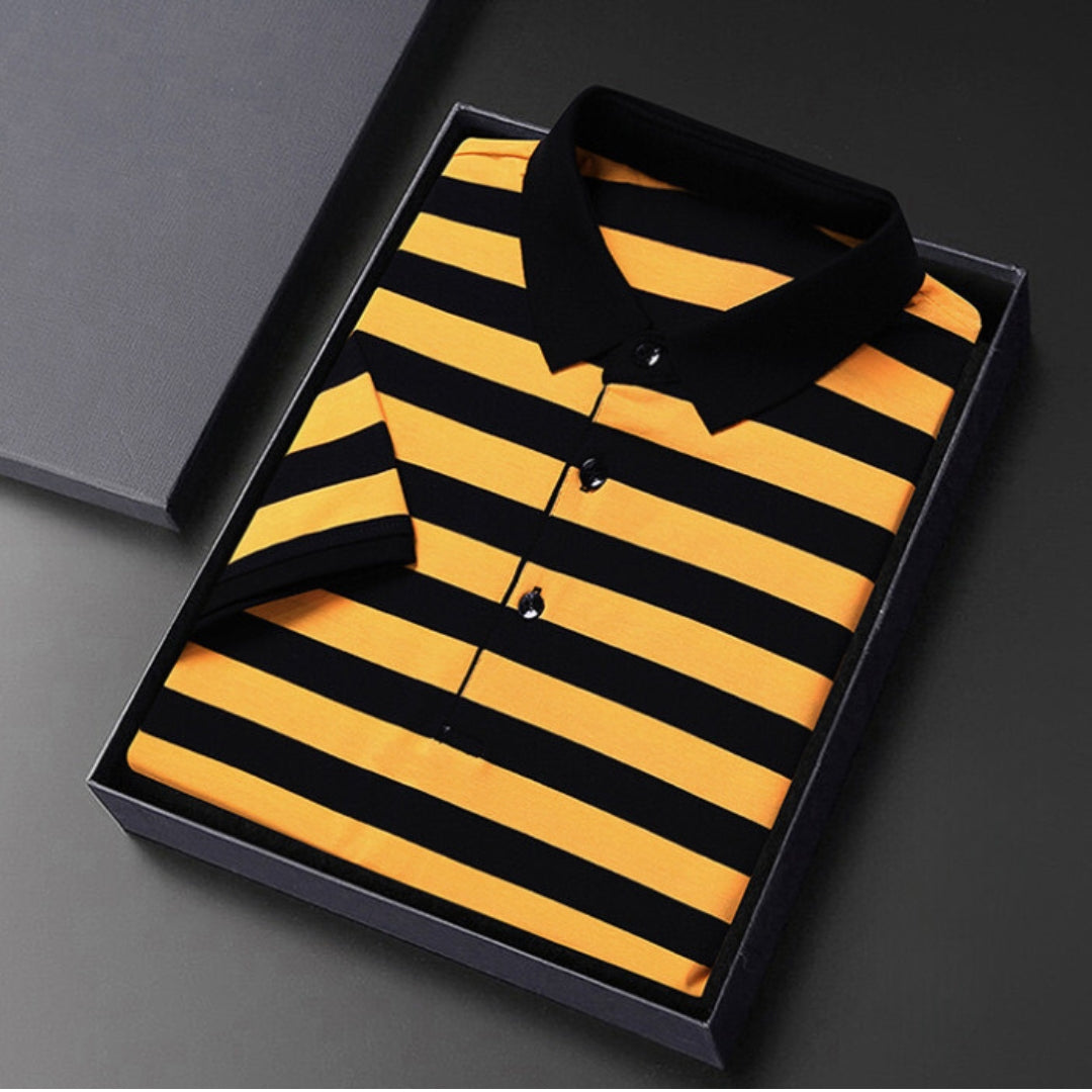 Männliches Polo Shirt Streifen Klassisch Slim Fit